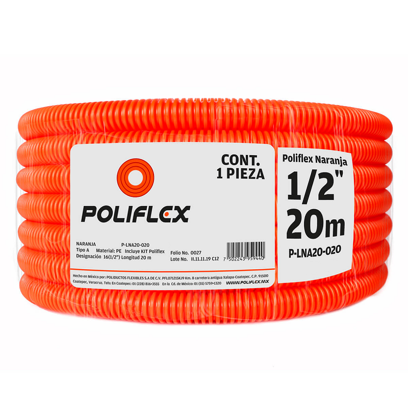 Poliducto naranja 1/2" (Rollo 20 m) | Poliflex