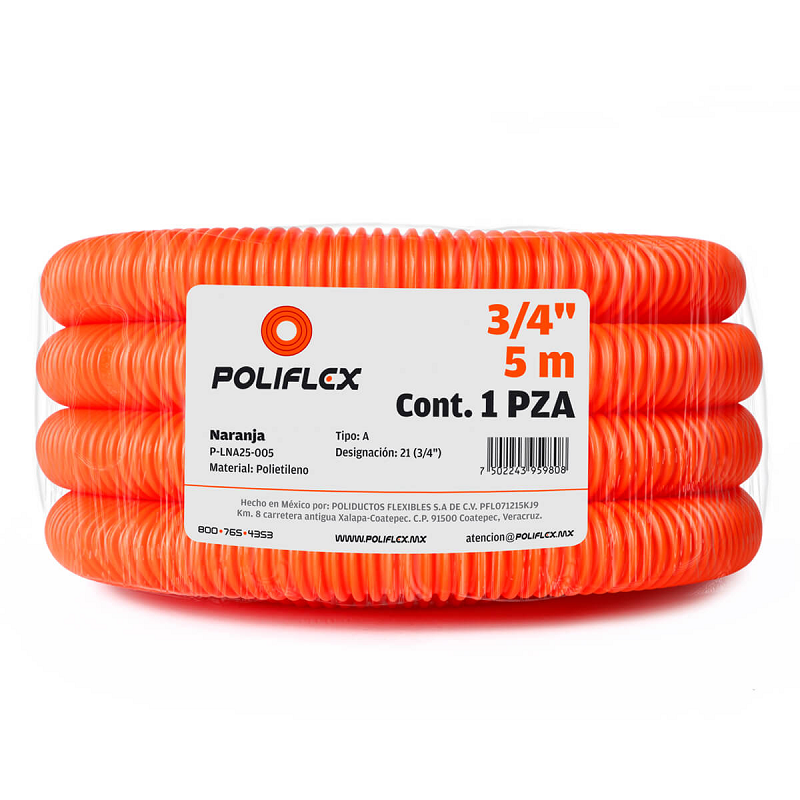 Poliducto 3/4" naranja (Rollo 5 m) | Poliflex