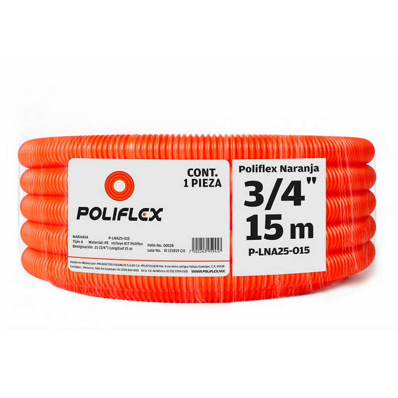 Poliducto 3/4" naranja (Rollo 15 m) | Poliflex