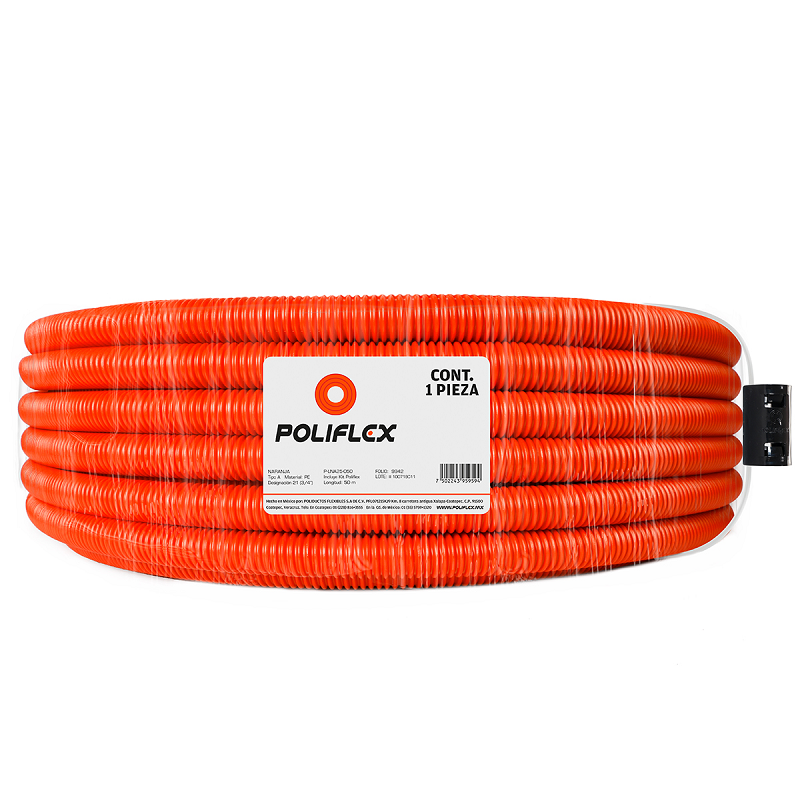 Poliducto 3/4" naranja ligero (Rollo 50 m) | Poliflex