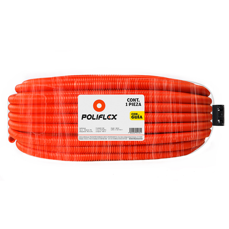 Poliducto 1/2" tradicional naranja, Guíado (Rollo 100 m) | Poliflex