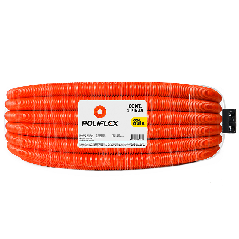 Poliducto 3/4" tradicional naranja, Guíado (Rollo 50 m) | Poliflex