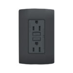 Placa armada con contacto dplex GFCI Negro Marisio