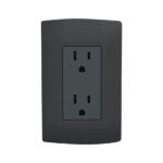 Placa armada con contacto duplex 2P+T Negro Marisio