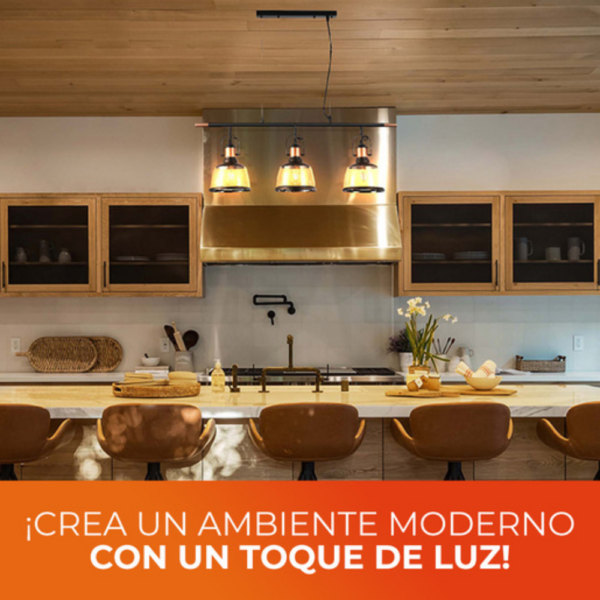 Lámpara colgante triple E27 25.5W Cristal Negro/Dorado Tecnolite - Imagen 3