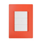 Placa Rojo coral + 3 Interruptores sencillos + chasis blanco | Simon 26 | Simon